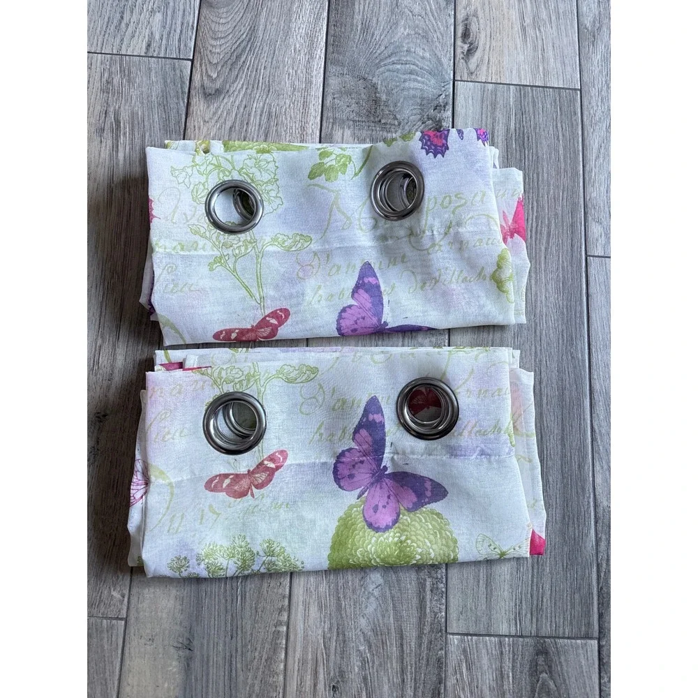 Butterfly Botanical Grommet Curtains 54x62 Multicolor Cottagecore Whimsigoth